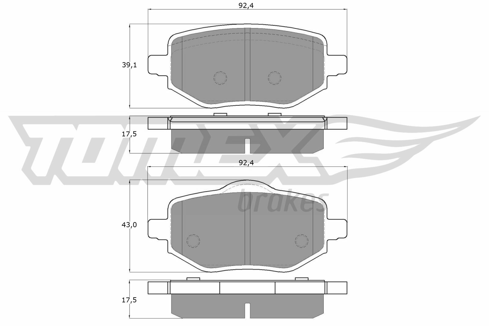 Sada brzdových destiček, kotoučová brzda TOMEX Brakes